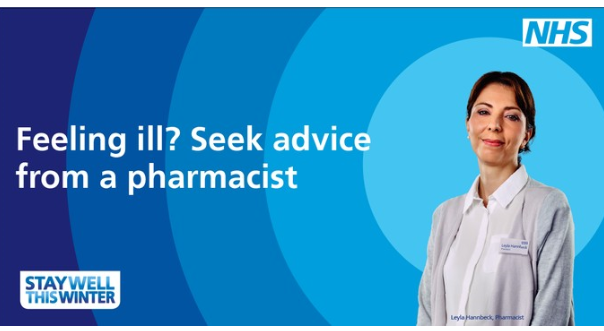 Feeling ill, seek advice from a pharmacist